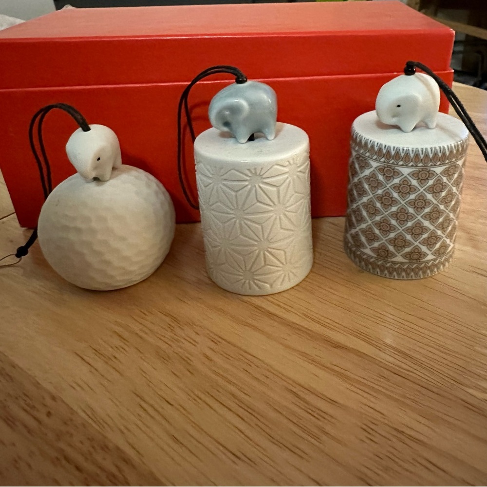 elephant bell ornament trio geometric